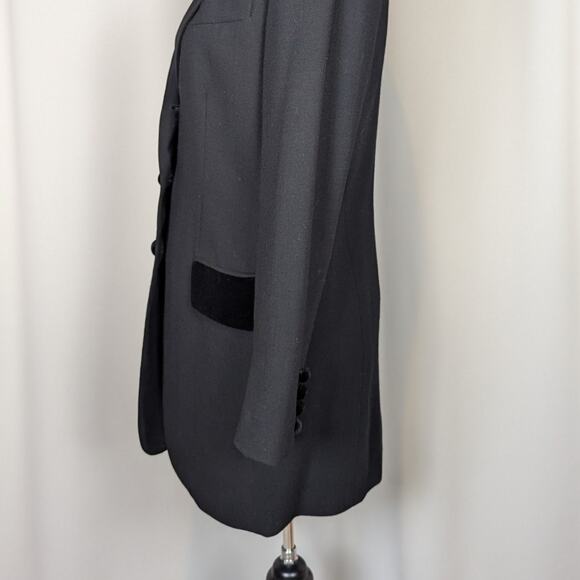 80s 90s Blazer A Line Anne Klein Velvet Trimmed Wool Blazer Black Size 2 - Picture 16 of 16